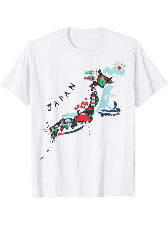 Travel Asia Japan Map Tokyo Japanese Vacation Souvenir Tee T-ShirtMen and women, White T-shirt, size: Extra large