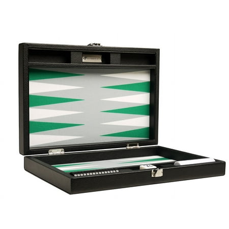Silverman & Co. 13-inch Premium Backgammon Set - Travel Size - Black/Green