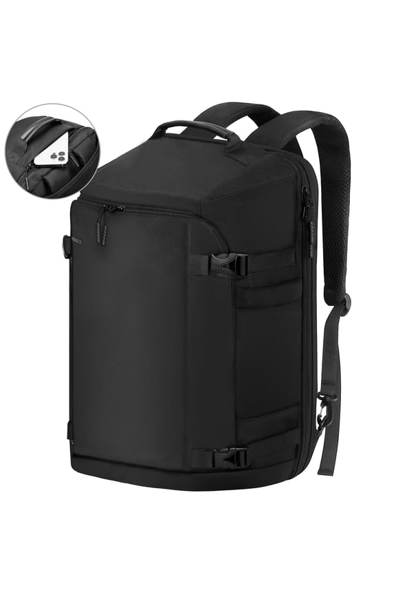 40L Travel Laptop Backpack, TSA Approved Expandable Carry On Bag Fits 17 Inch Laptop for College, Business & Commute, Black