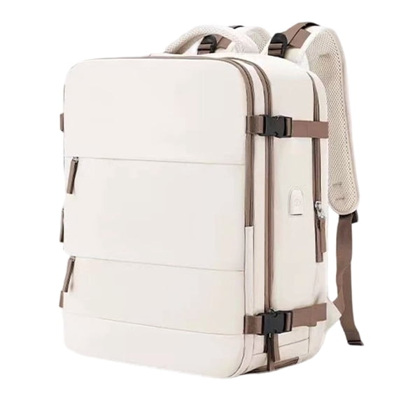 Travel Backpack, 45L Carry On with Laptop Compartment USB Port Waterproof(White-1,45x30x20cm)