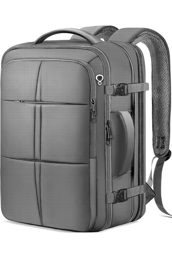 Travel Backpack, 50L Flight Approved Carry Backpack, Expandable Business Suitcase Daypack Big Bag Fits 18.4 Inch Laptop, Grey
