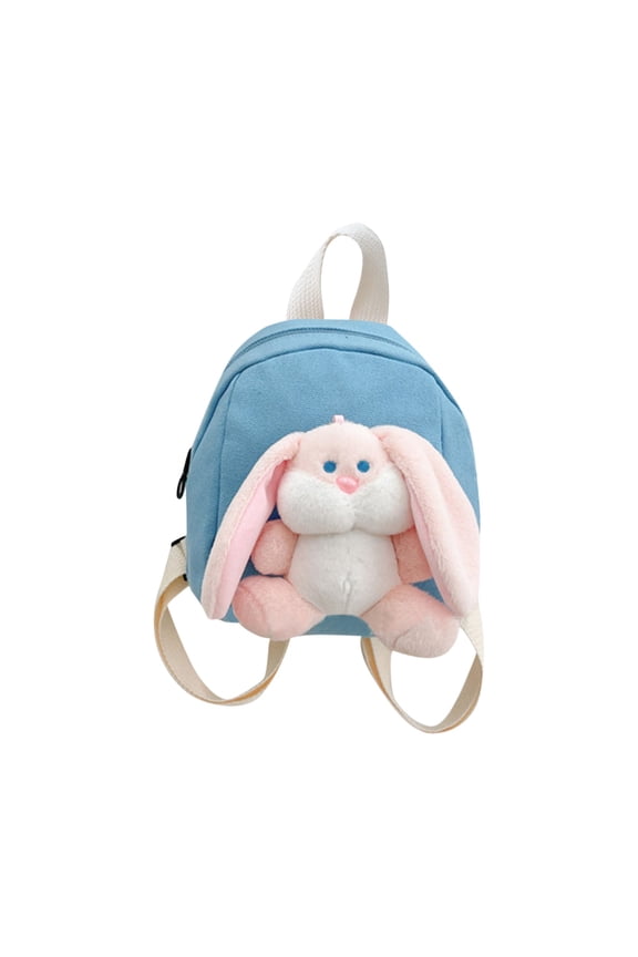 Travel Backpack Cute Backpack Rabbit Design Sports Mini Backpack with Plush Toy Decor
