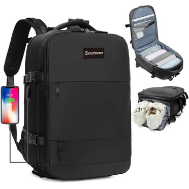 Travel Backpack, Derstuewe Backpack for Women & Men , Flight Approved Carry on Business Bag Fits 15.6" Laptop, Black