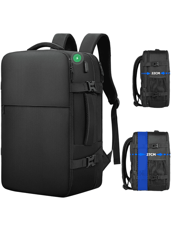 45L Expandable Laptop Backpack, 17" Travel Backpack with USB Port, Business Backpack for Men and Women Laptop Carry On Backpack, Waterproof Large Daypack Travel Bag for Collge Work