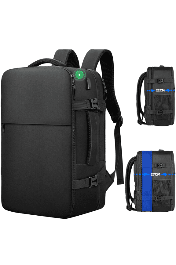 45L Expandable Laptop Backpack, 17" Travel Backpack with USB Port, Business Backpack for Men and Women Laptop Carry On Backpack, Waterproof Large Daypack Travel Bag for Collge Work