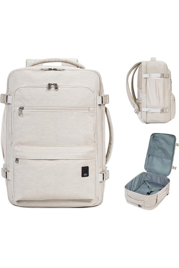 Travel Backpack For Spirit Airlines Personal Item Bag 18x14x8 with Wet Pocket, 17 Inch Laptop Backpack for Men Women(White)