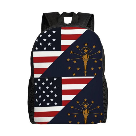 Travel Backpack For Women/Men America Indiana Flag Carry On Backpack With Laptop Compartment Travel Backpack