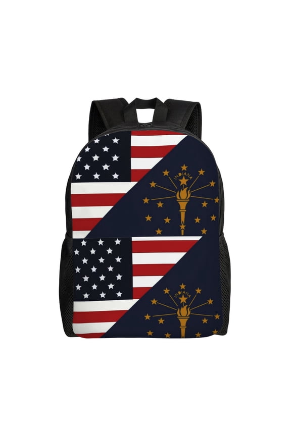 Travel Backpack For Women/Men America Indiana Flag Carry On Backpack With Laptop Compartment Travel Backpack