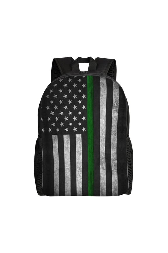 Travel Backpack For Women/Men Thin Green Line Flag Carry On Backpack With Laptop Compartment Travel Backpack