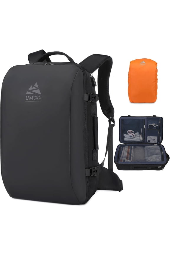 Travel Backpack for Men 40L, TSA Flight Approved Carry Backpack with Rain Cover, 17inch Travel Laptop Backpack with USB Port, Luggage Suitcase Daypack Weekender Bag, Black