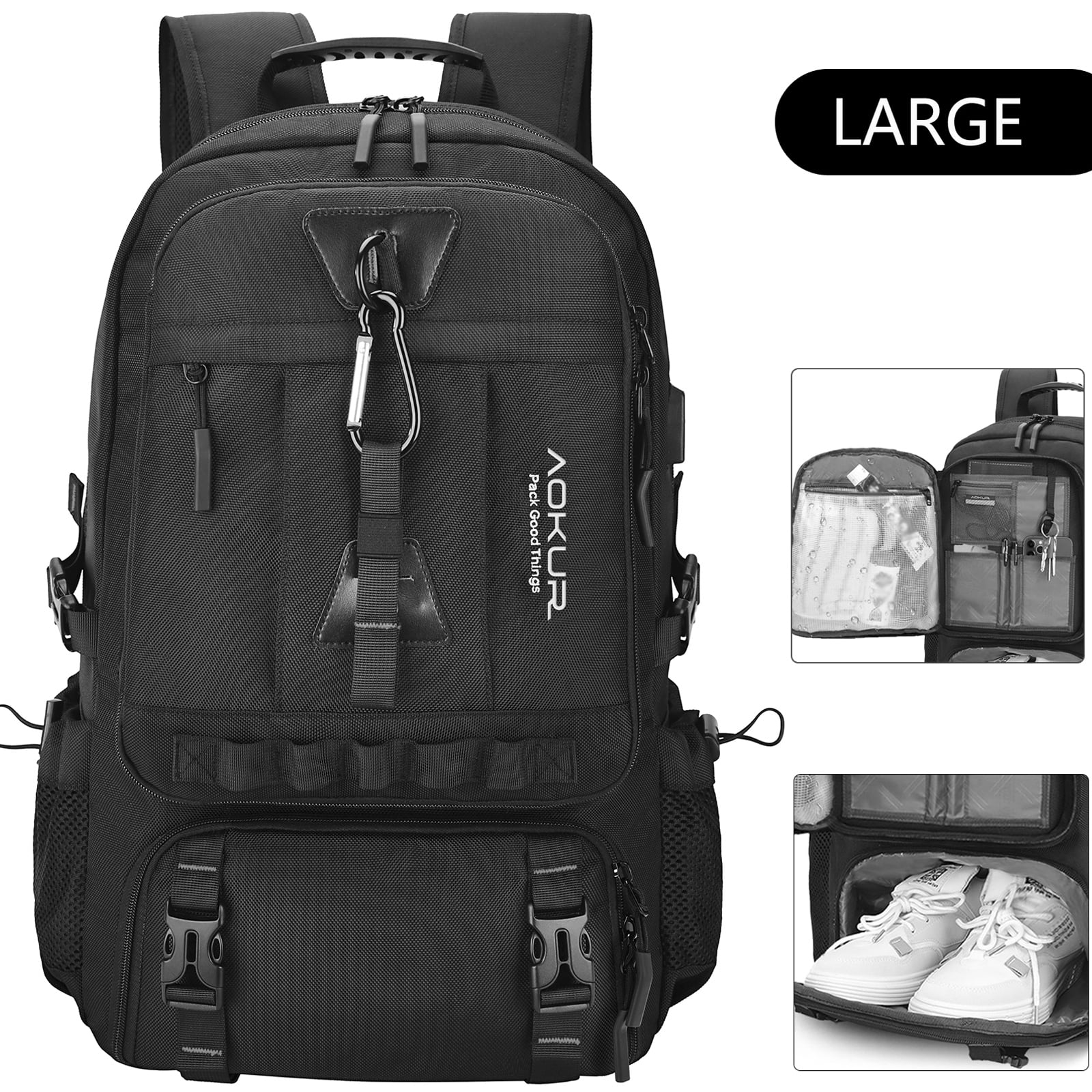 Casual Business Black Double Buckle Lattice Large Capacity Bookbag Rucksack  For Men Faux Leather Outdoor Daypack Laptop School Backpack, Fashion  Backpacks