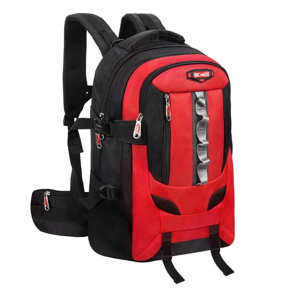 Travel Backpack for Men and Women Water Resistant Multi-Pocket Backpack with Chest Straps for Daily Commute, Climbing, Hiking & Short Trips, Red, 8603