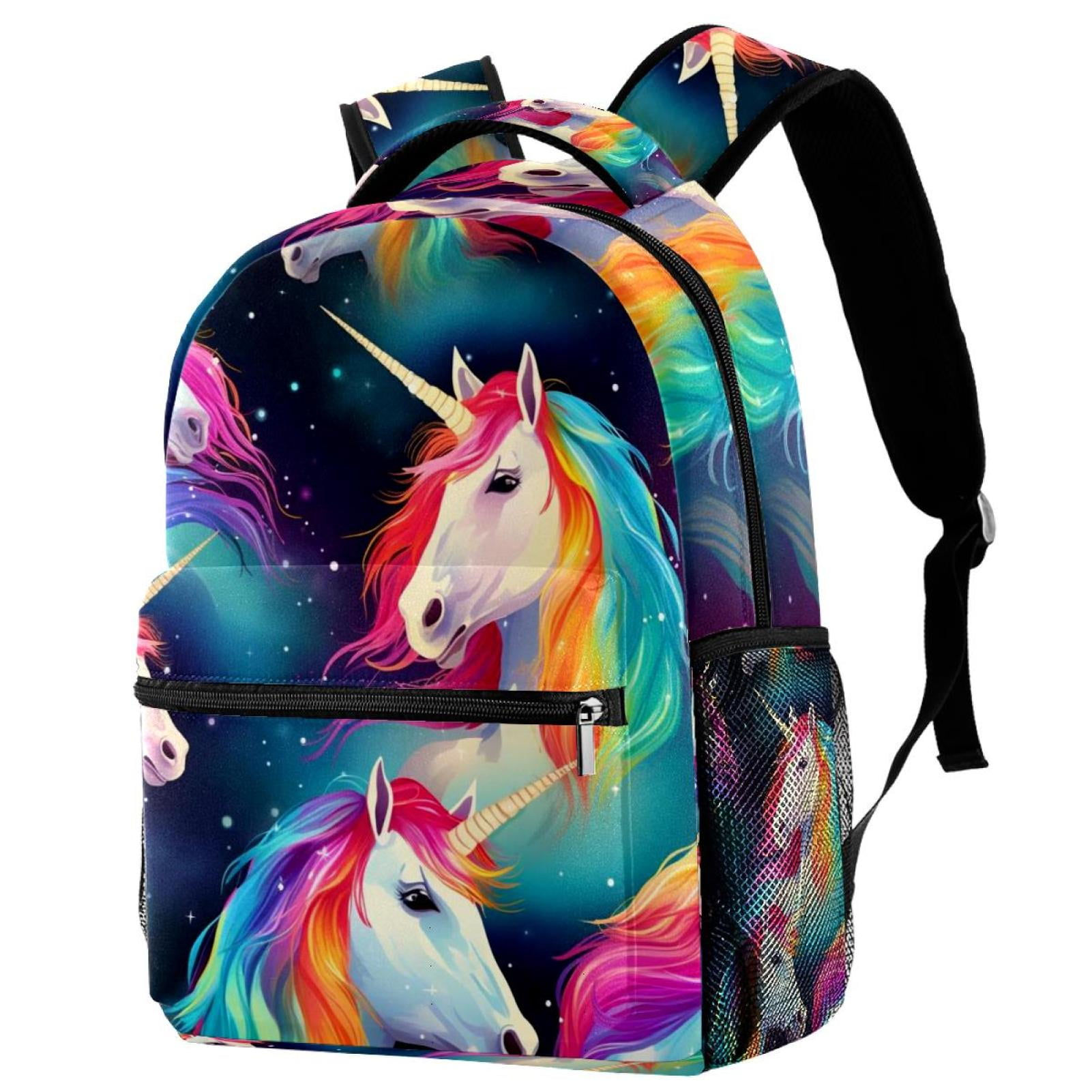 Travel Backpack Teenage Adult Rainbow Unicorn Heads Backpacks