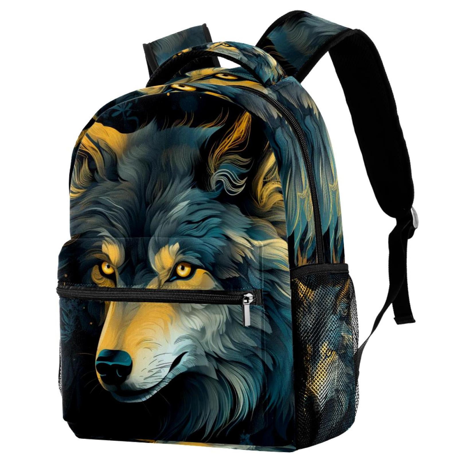Travel Backpack Teenage Adult Wolf Print Backpacks Travel School
