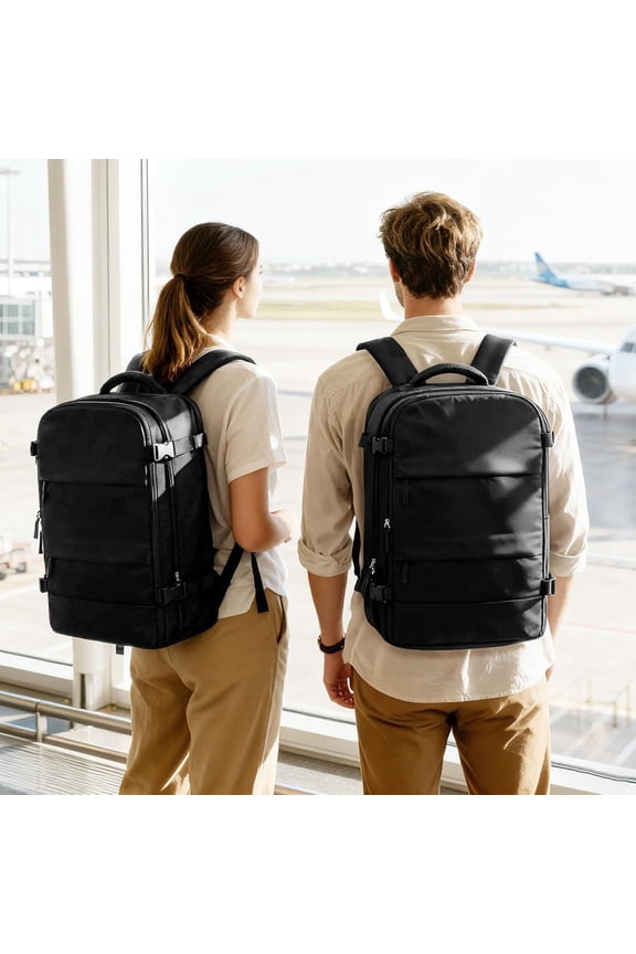 Travel Backpack with Vacuum System For Women Men,Vacuum Backpack Travel with Pump,Carry On Backpack,Personal Item Backpack Waterproof Outdoor Sports Rucksack Casual Daypack,30L,Black
