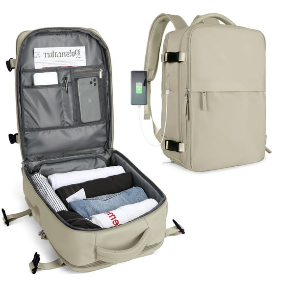 Travel Backpack for Women Carry on Backpack for Airplanes Traveling Backpack with Shoe Compartment Laptop Backpack for Men Hiking Backpack Gym Backpack Gray Brown