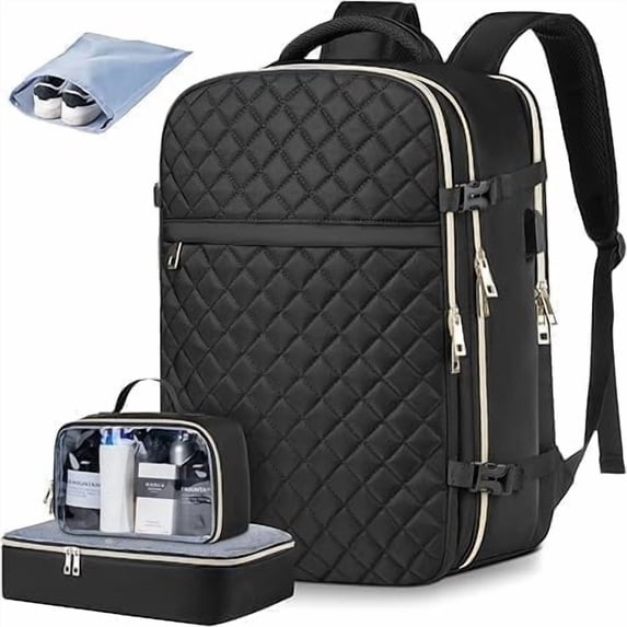 Travel Backpack for Women, Carry On Backpack Airline Approved with 3 Packing Cubes,Laptop Backpack with USB Charging Port, Casual Daypack for Weekender Business