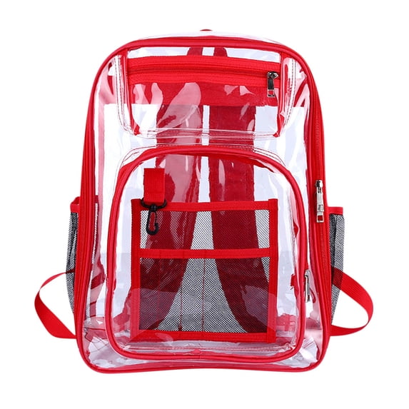 Travel Backpack for Women Heavy Duty Clear with Large Laptop Compartment 16.9x12.6x5.9 Inch, Plastic Bookbags for Stadium Security & Sporting, Black Backpack for School