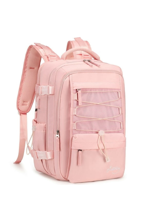 Travel Backpack for Women Men 17 Inch Laptop Backpacks with USB Port Carry on Bag Airline Approved Large College School Bookbags Waterproof Work Business Sport Rucksack Casual Daypack (Pink)