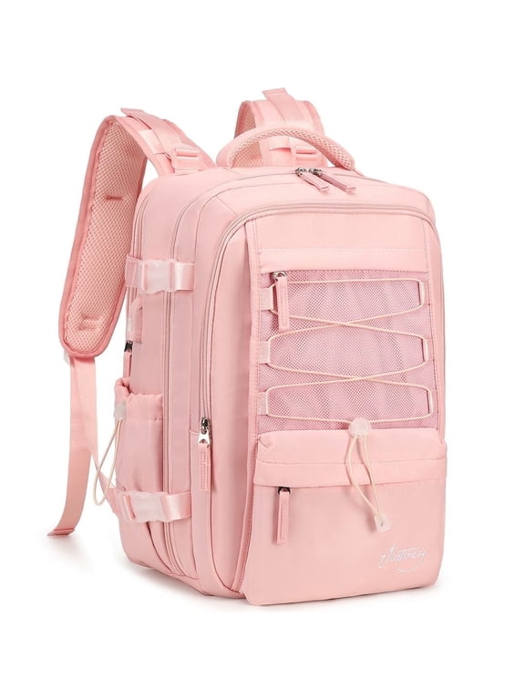Travel Backpack for Women Men 17 Inch Laptop Backpacks with USB Port Carry on Bag Airline Approved Large College School Bookbags Waterproof Work Business Sport Rucksack Casual Daypack (Pink)