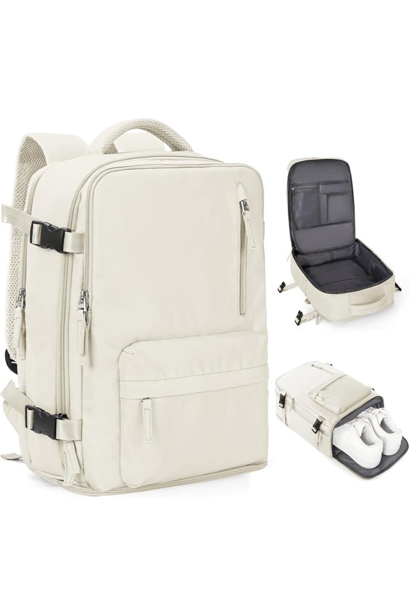 Travel Backpack For Women Men Airline Approved,Carry  Backpack,Hiking Laptop College Backpacks  Outdoor  Rucksack Casual Daypack Fit 15.6 Inch Backpacks,Beige