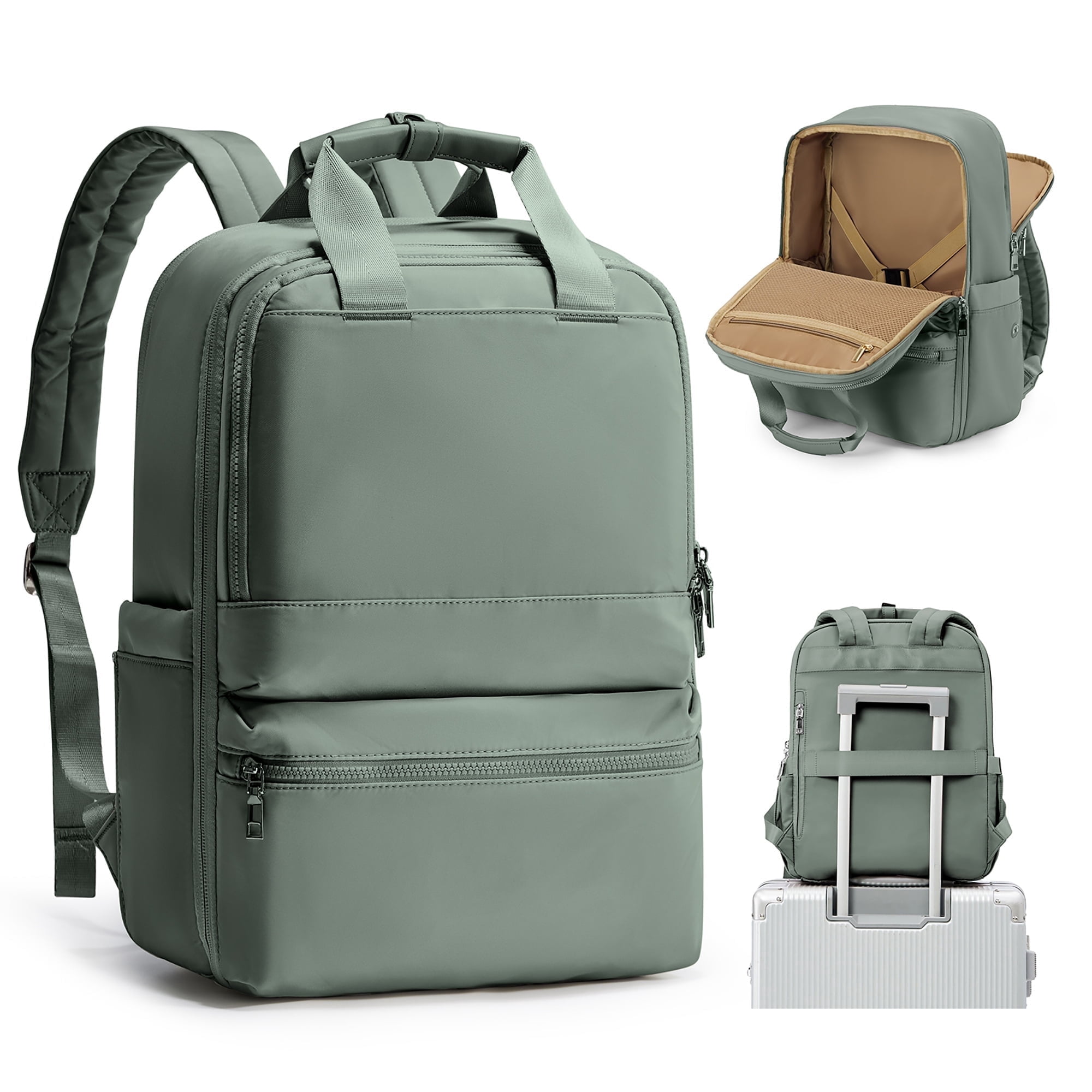 Travel Backpack for Women Men, Airline Approved Carry-On Bags for Airplanes, Green Laptop Personal Item Backpack for Traveling College on Airplane