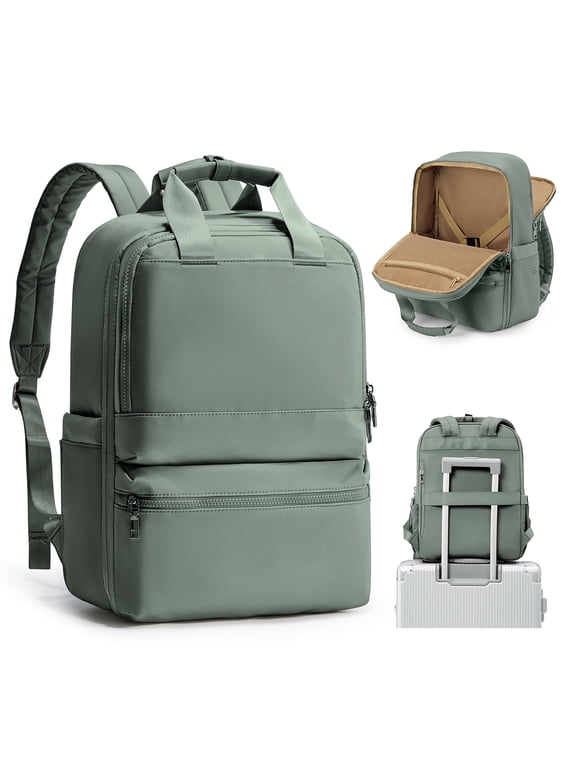 Travel Backpack for Women Men, Airline Approved Carry-On Bags for Airplanes, Green Laptop Personal Item Backpack for Traveling College on Airplane