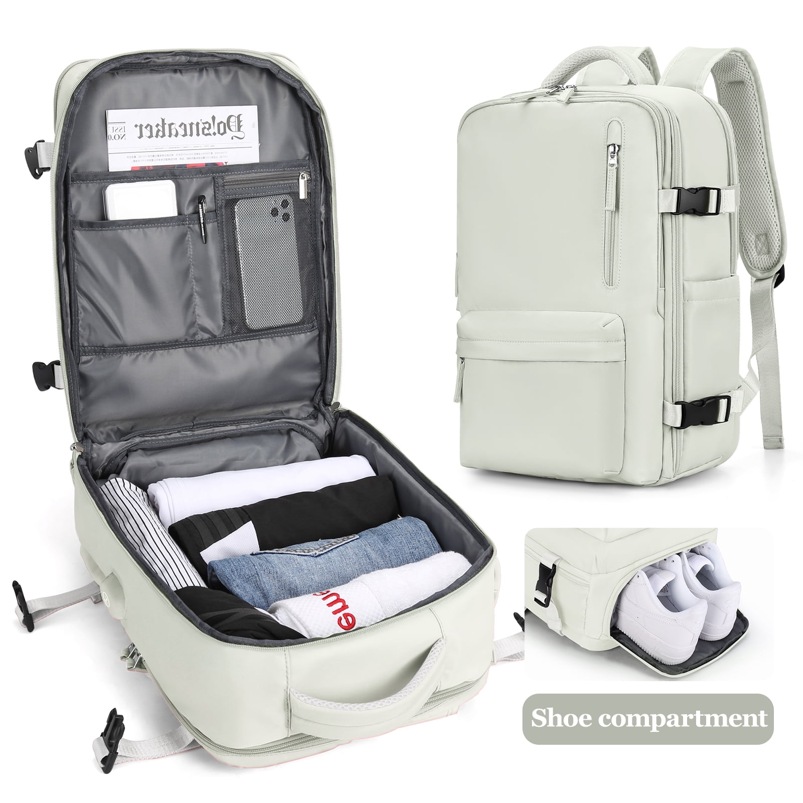 Waterproof Travel Backpack with Shoe Compartment Moon White in Nepal at NPR 14368 Rating 5