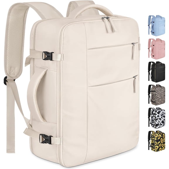 Travel Backpack for Women Men  Laptop Backpack Airlines Approved Carry  Backpack Bag Computer Bookbag for Business, Work, Traveling Fits 15.6 Inch Laptop(Beige)