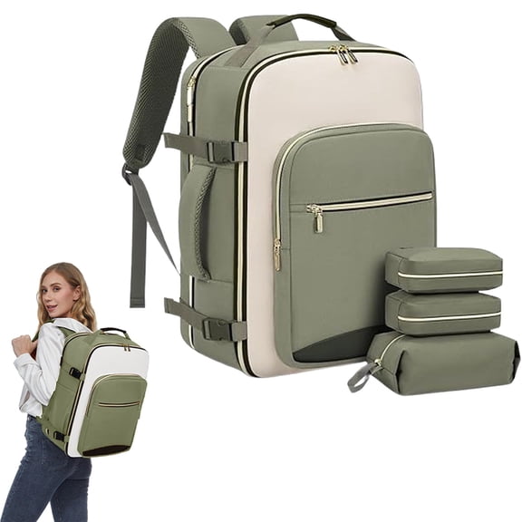 Travel Backpack for Women & Men, TSA Approved Carry On Luggage with 3 Packing Cubes, Overnight Bag & Personal Item Bag, Fits 17" Laptop (18×14×8 Inches)