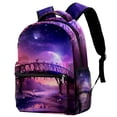 thumbnail image 1 of Travel Backpack for Men,Backpack for Women,Bridge Night Purple Sky Wolf, 1 of 6