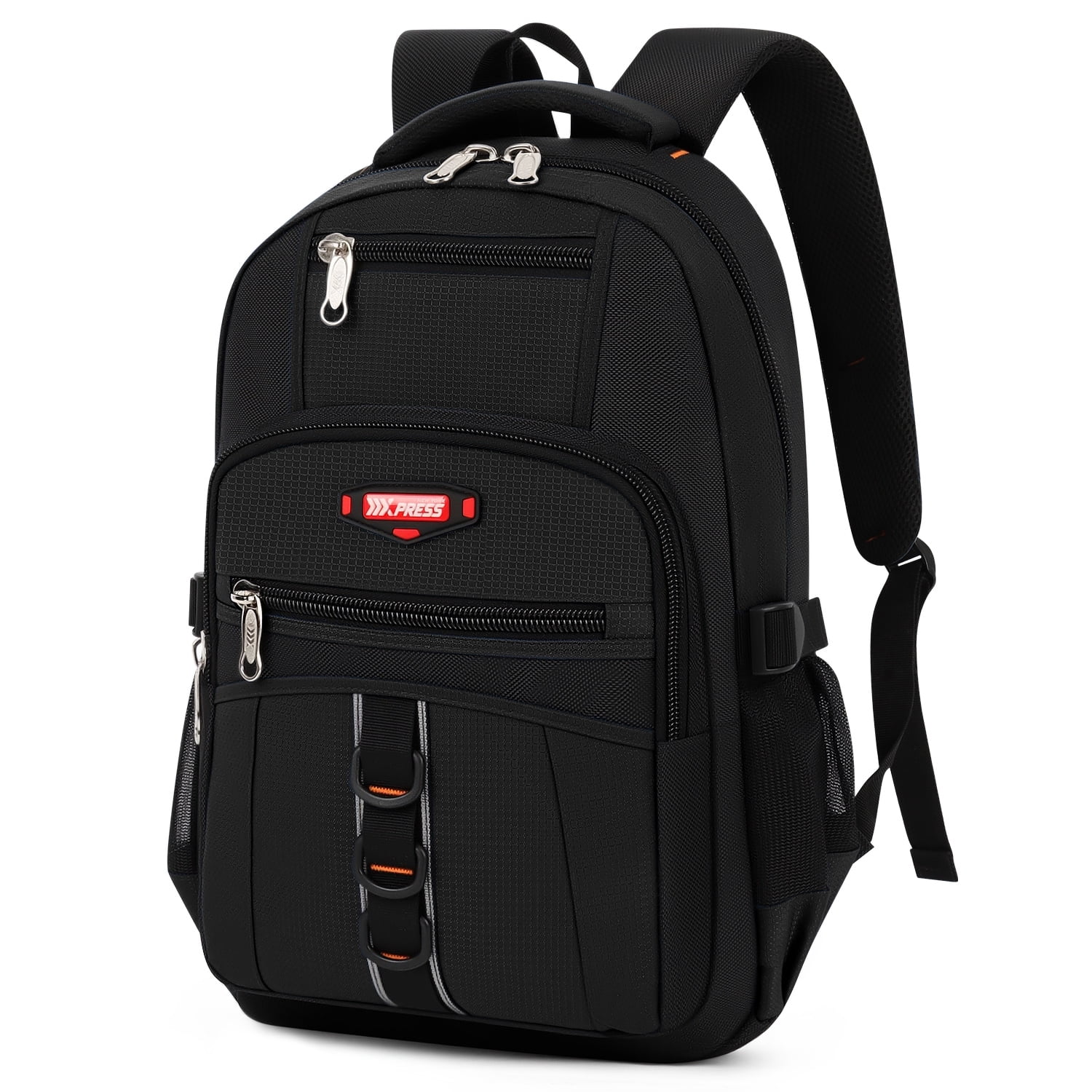 Travel Backpack for Men Women Water-resistant Multi-Pocket Bag Lighweight Casual Work Hiking Daypack School Bookbag, Black, BP8017