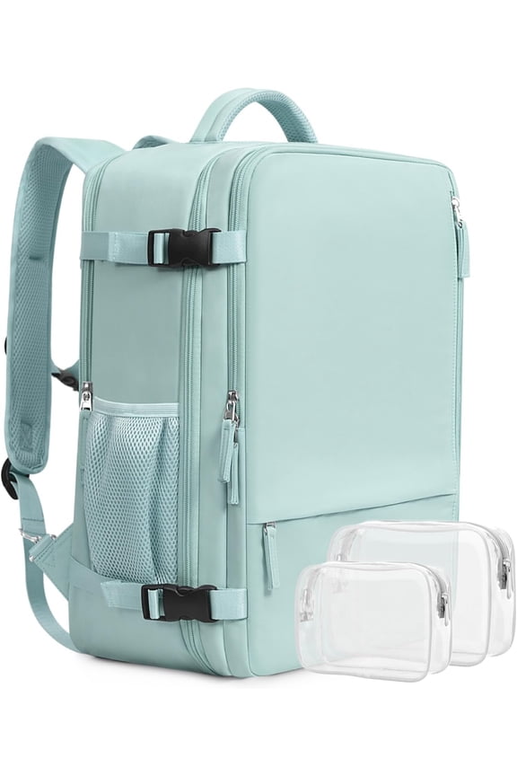 Travel Backpack for Women, Airline Approved Bag, 16 inch Laptop Hiking Backpack, Casual College Daypack, Weekender Bag, Mint Green