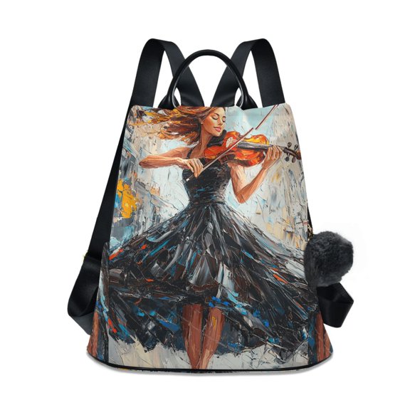 Travel Backpack for Women Large Capacity College Bags Multi-pocket Casual Daypacks 15 Inch Beautiful Woman Play Violin