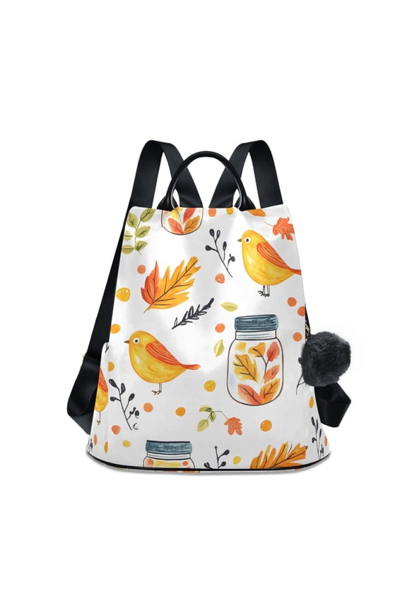 Travel Backpack for Women Large Capacity College Bags Multi-pocket Casual Daypacks 15 Inch Bird Leaf Jar