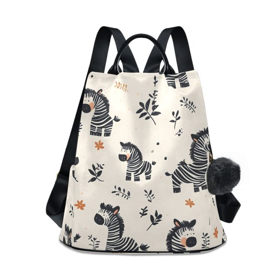Travel Backpack for Women Large Capacity College Bags Multi-pocket Casual Daypacks 15 Inch Cartoon Zebras and Leaf