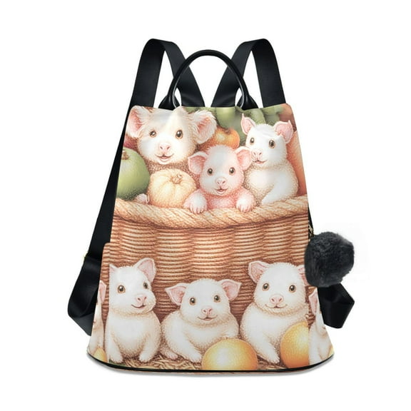 Travel Backpack for Women Large Capacity College Bags Multi-pocket Casual Daypacks 15 Inch Cute Pigs and Fruits