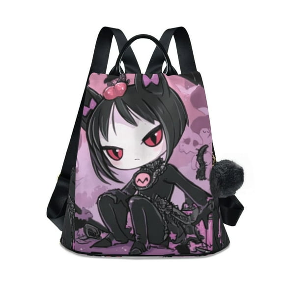 Travel Backpack for Women Large Capacity College Bags Multi-pocket Casual Daypacks 15 Inch Cute Vampire with Cat Ears