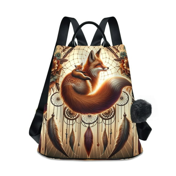 Travel Backpack for Women Large Capacity College Bags Multi-pocket Casual Daypacks 15 Inch Foxes Flower Ring Feathers
