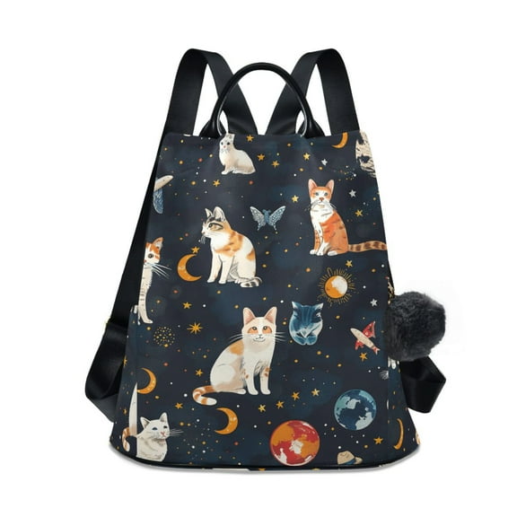 Travel Backpack for Women Large Capacity College Bags Multi-pocket Casual Daypacks 15 Inch Hand Drawn Whale Stars Cat Butterfly in Space