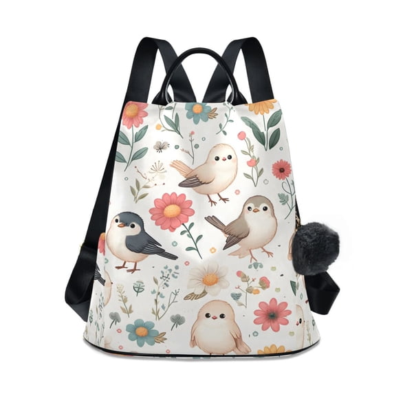 Travel Backpack for Women Large Capacity College Bags Multi-pocket Casual Daypacks 15 Inch Hand Drawn Whale Stars Cute Birds and Sunflowers