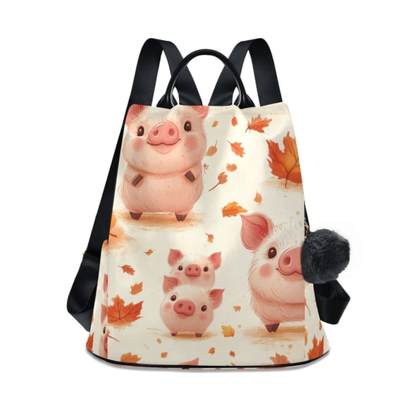 Travel Backpack for Women Large Capacity College Bags Multi-pocket Casual Daypacks 15 Inch Hand Drawn Whale Stars Lovely Pig and Leaf
