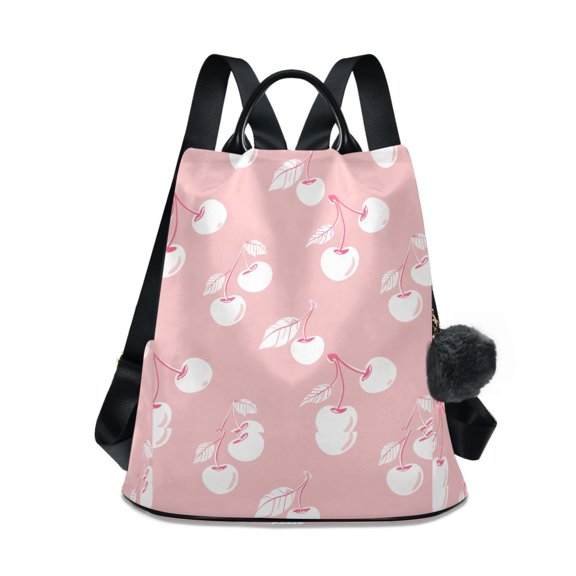 Travel Backpack for Women Large Capacity College Bags Multi-pocket Casual Daypacks 15 Inch Hand Drawn Whale Stars Lovely Pink Cherry