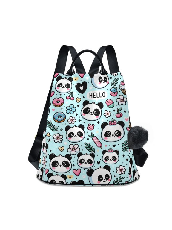 Travel Backpack for Women Large Capacity College Bags Multi-pocket Casual Daypacks 15 Inch Hand Drawn Whale Stars Panda Face Flower Doughnut