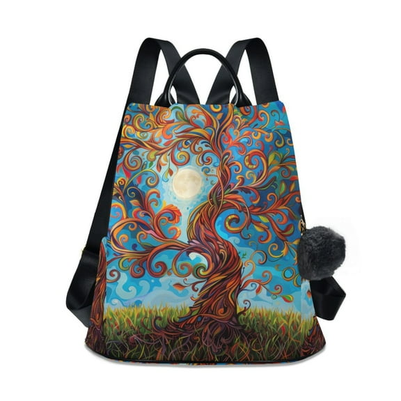 Travel Backpack for Women Large Capacity College Bags Multi-pocket Casual Daypacks 15 Inch Lift Tree and Moon