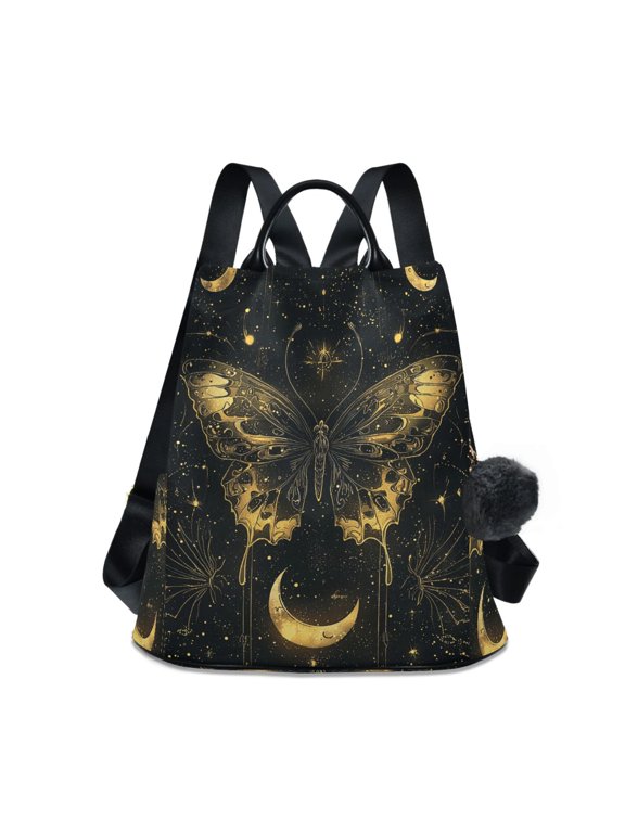 Travel Backpack for Women Large Capacity College Bags Multi-pocket Casual Daypacks 15 Inch Mysterious Butterflies and Moon