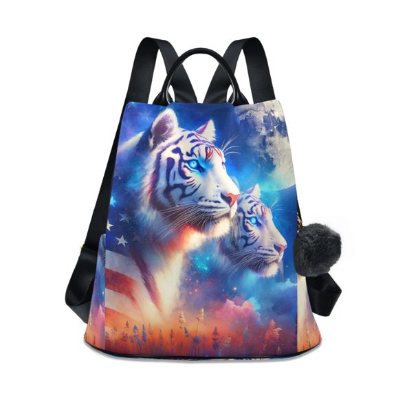 Travel Backpack for Women Large Capacity College Bags Multi-pocket Casual Daypacks 15 Inch Tigers and American Flag