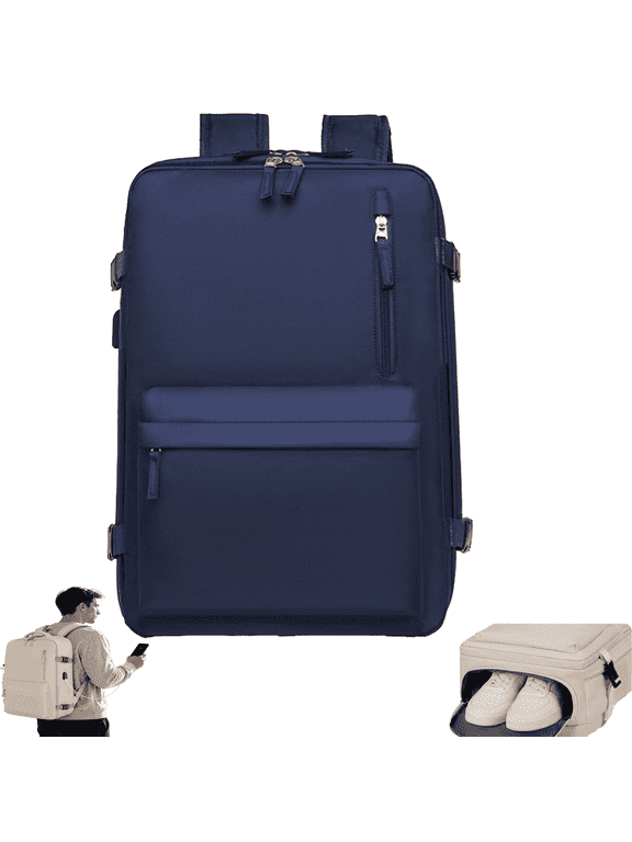Travel Backpack for Women Men, Carry-on Laptop Backpack 15.6", Waterproof Weekender Bag with Shoe Compartment & USB Charging Port