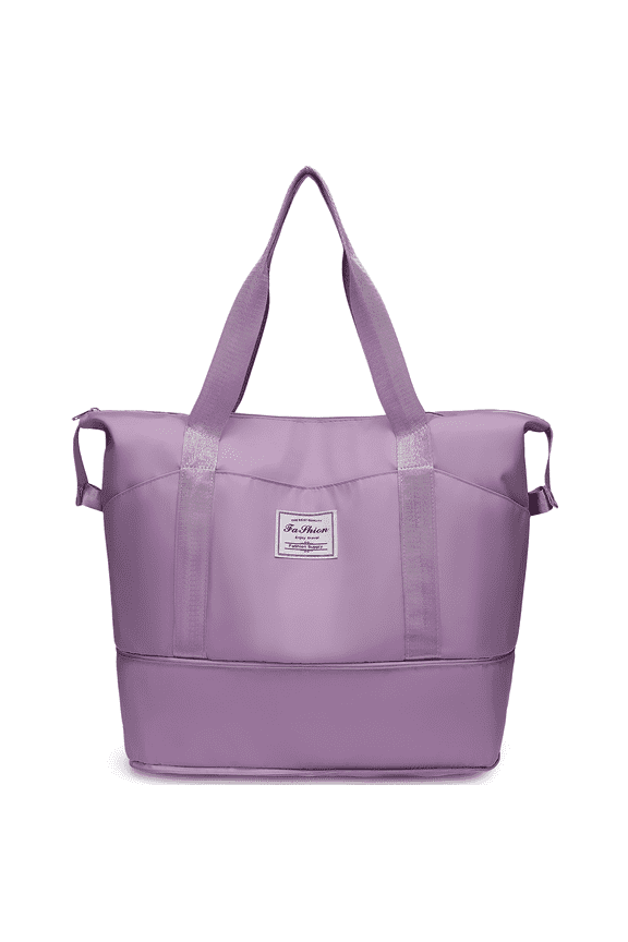 35L Travel Bag, Expandable Travel Duffel Bag, Weekender Carry On Overnight Bags for Women Men, Bag for Airlines w/Wet Dry Pocket/ 3 Front Pockets/Trolley Sleeve, Gym Tote Bag, Purple