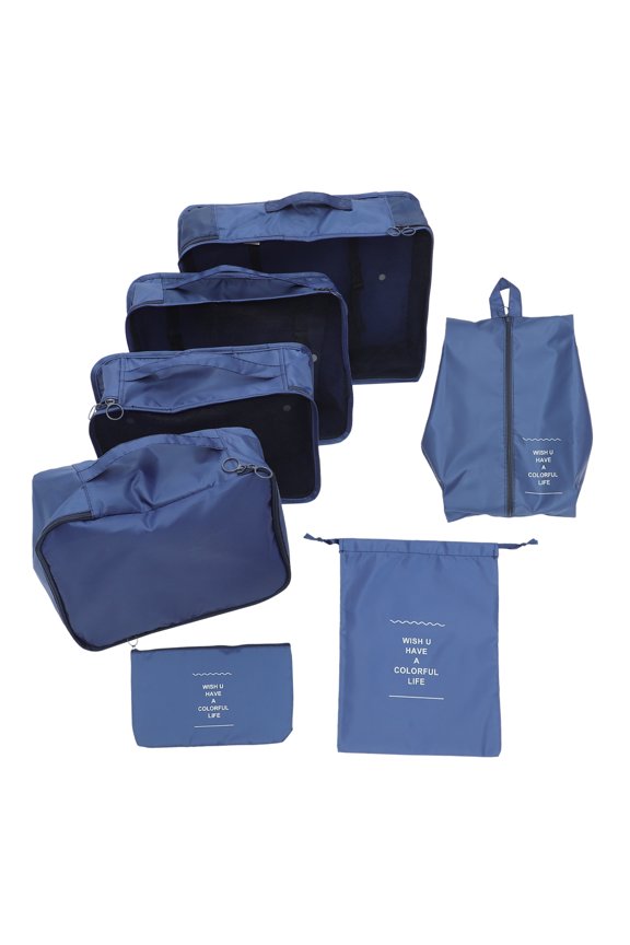 Travel Bag Organizer 7 Pcs Storage Clothes Fold Traveling Essentials Suitcase Packing Cubes for